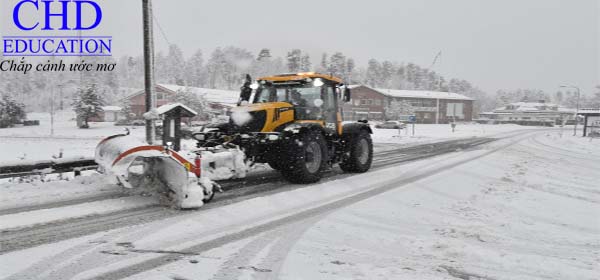 chiếc xe ủi tuyến mùa đông ở Thụy Điển