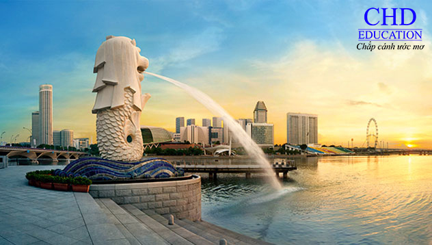 Merlion, tượng sư tử mình cá - biểu tượng của đất nước Singapore.