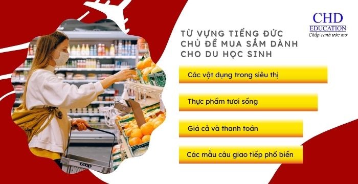 TỪ VỰNG TIẾNG ĐỨC CHO DU HỌC SINH KHI ĐI SIÊU THỊ, MUA SẮM CƠ BẢN