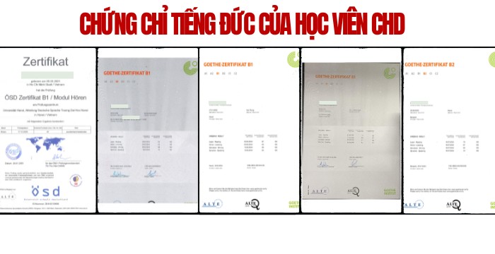 Chứng chỉ tiếng Đức của học viên CHD