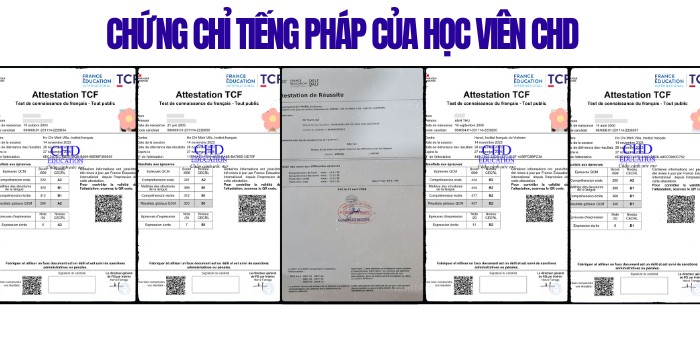 Chứng chỉ tiếng Pháp của học viên CHD