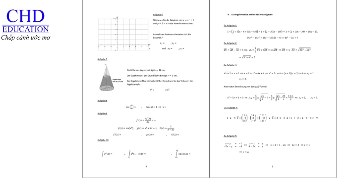 mẫu đề thi dự bị Đức về toán học