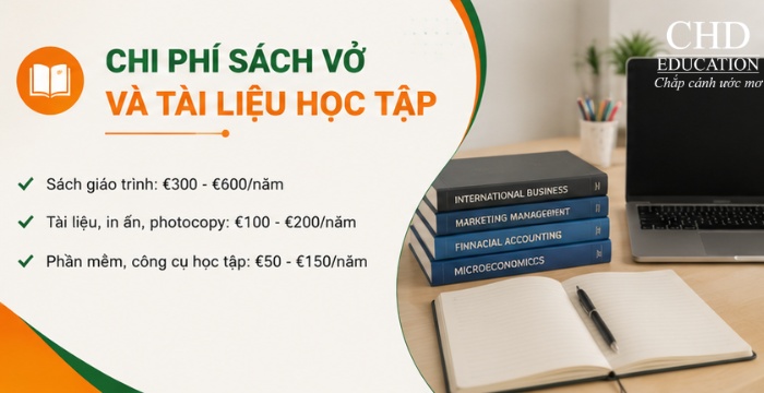 chi phí sách vở và tài liệu khi du học ireland