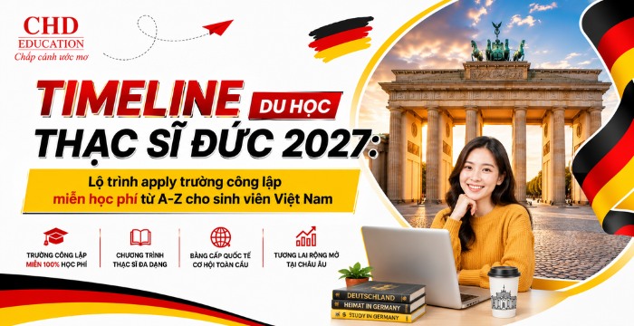 timeline du học thạc sĩ Đức 2027 trường công miễn học phí 